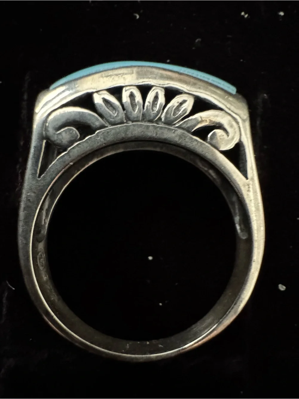 Turquoise Enamel Women’s Ring - Sleek Silver Accent